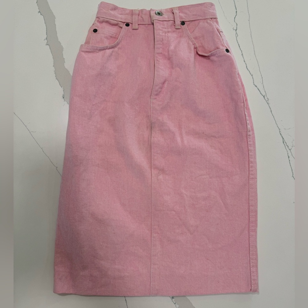 Vtg Hollywood Era pink denim skirt